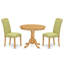 L'ensemble de salle à manger 3 pièces comprend une table de cuisine ronde avec piédestal et 2 chaises Parson rembourrées en lin Limelight, chêne-122934095-122934092-122934091