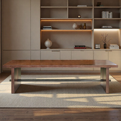 Solid wood desk with large tabletop and long table