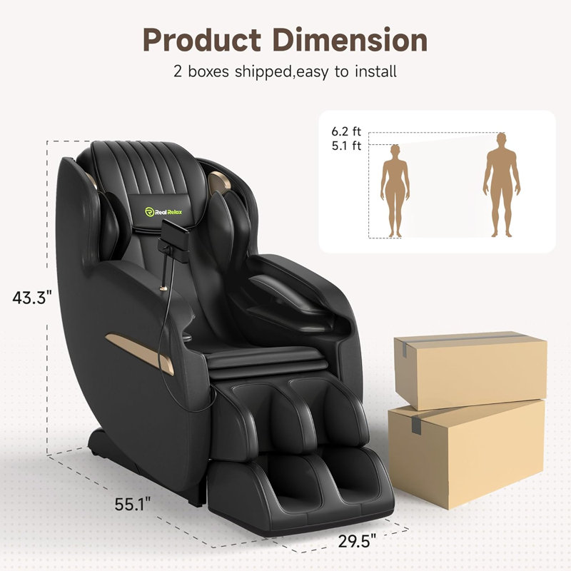 FAVOR-03 SL-Track Zero Gravity Full Body Massage Chair, 8 Auto Modes, LCD Screen, Voice Broadcast, Child Lock & Pause Button, Black