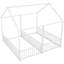 Lit plateforme simple en métal, garde-corps sécurisés blancs, chambre de construction en forme de maison avec étable-1714227243