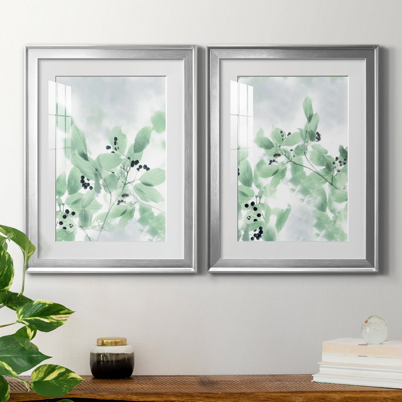 Irene Weisz - ensemble de 2 reproductions d'art, Blanc, H 22,5 po x l 61 po x P 1,5 po, Papier avec cadre argenté