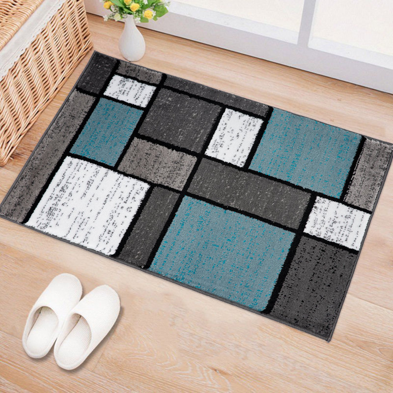 Carius Performance Floral Gray/Blue/Black/White Area Rug – Modern Floral Design, Living Room, Bedroom, Dining Room, Durable & Easy to Clean Carpet