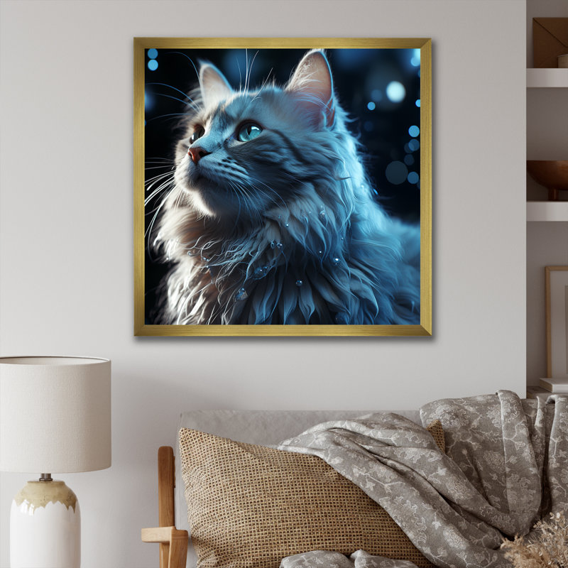 «Nebelung Cat Nightfall Portrait», reproduction sur toile, H 36 po x l 36 po x P 1,5 po, Cadre doré simple