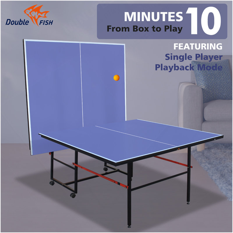 Table de ping-pong pliante double 9 po - 2 raquettes, 2 balles, 1 filet et ensemble de poteaux