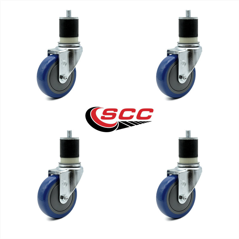 Ensemble de roulettes extensibles en polyuréthane, Bleu