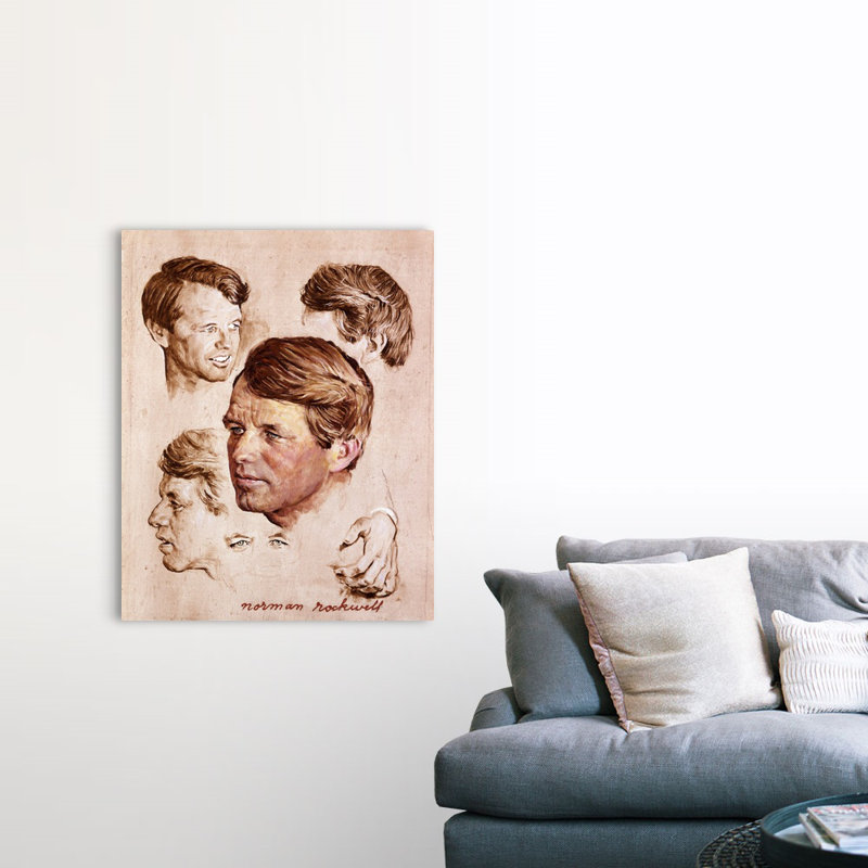 "Norman Rockwell", art mural sur toile par Robert F. Kennedy, H 45 po x l 36 po x P 1,25 po, Toile tendue