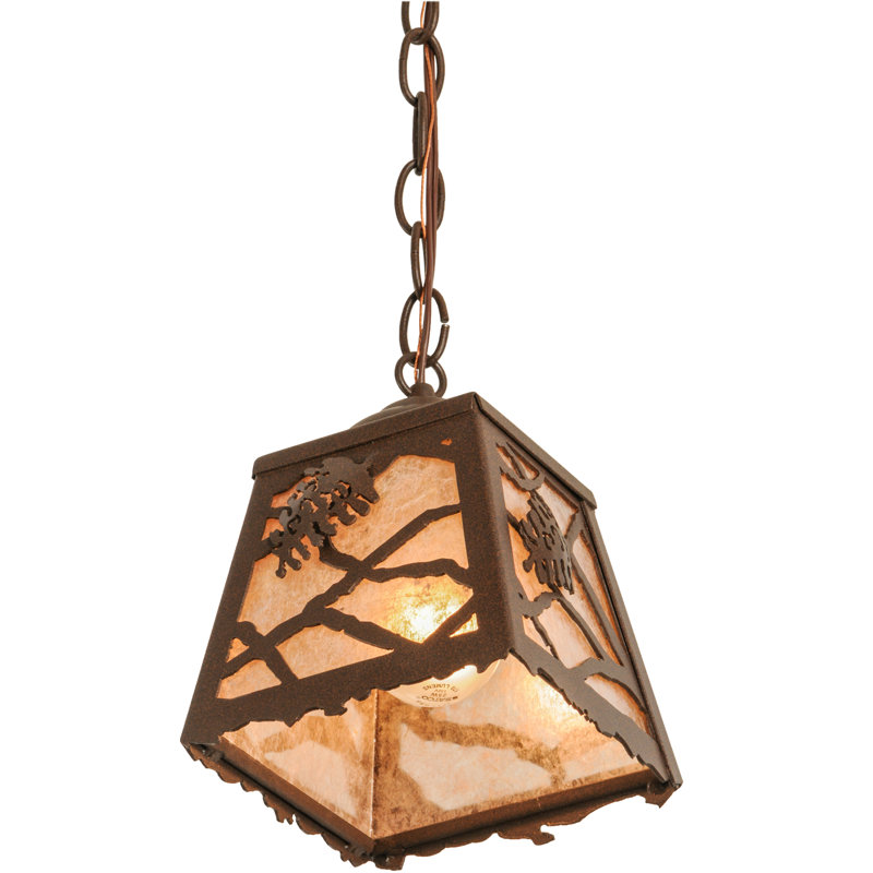 Luminaire suspendu géométrique 1 lumières lanterne, Cuivre antique, H 11 à 70 po x l 8,5 po x P 8,5 po