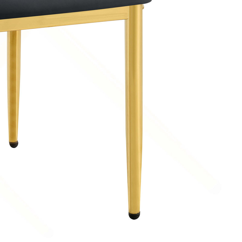 Ensemble de table et de chaises 5 pièces, table ronde en verre brun clair luxueux jumelée à 4 chaises ergonomiques en polyuréthane à dossier doré avec pieds dorés