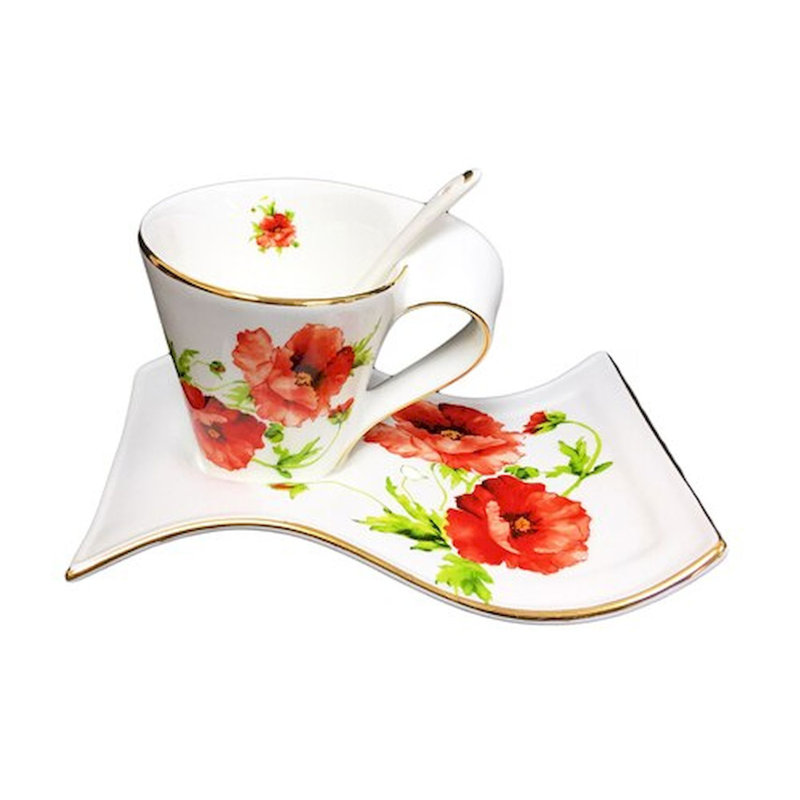 Ensemble de grandes tasses Melton Poppies, Coquelicots