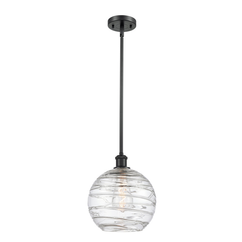 Mott 1-Light Single Pendant, Matte Black, 6 Watt Vintage LED Bulb, 13" H x 10" W x 10" D