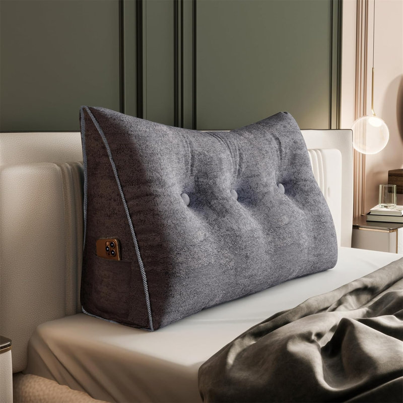 200 cm Bed Wedge Pillow, 50cm H x 100cm W, Solid Colour, Grey Lilac
