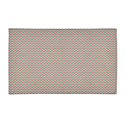 Tapis rouge/vert chevron fait main