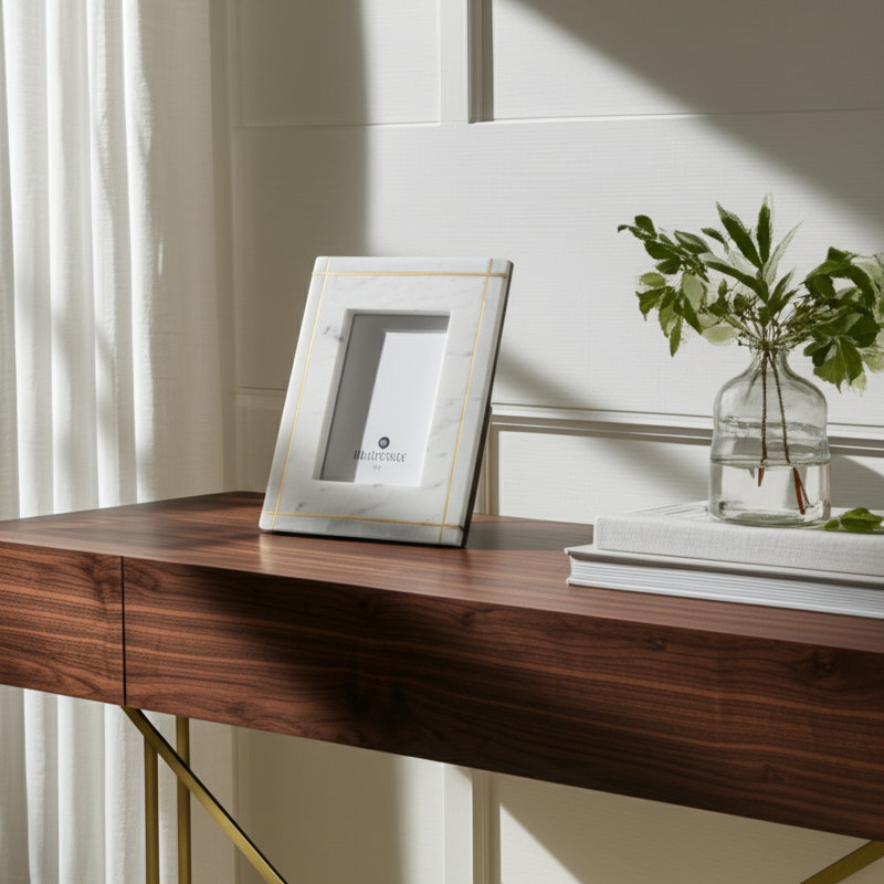 Latitude Run® Vero Alabaster And Marble Photo Frame, 5" x 7"