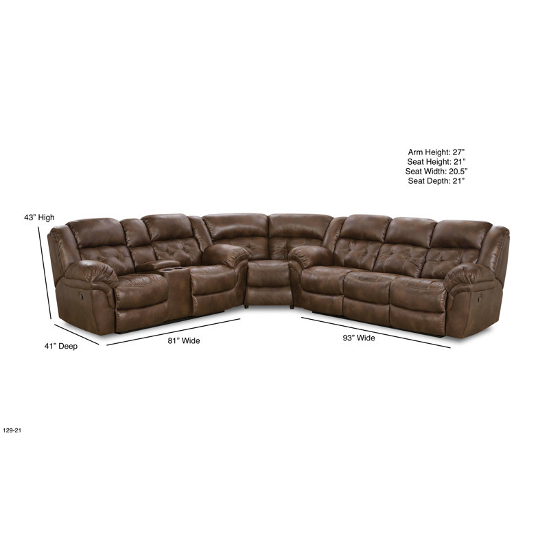 Teandrea Power Reclining Console Sectional, Espresso