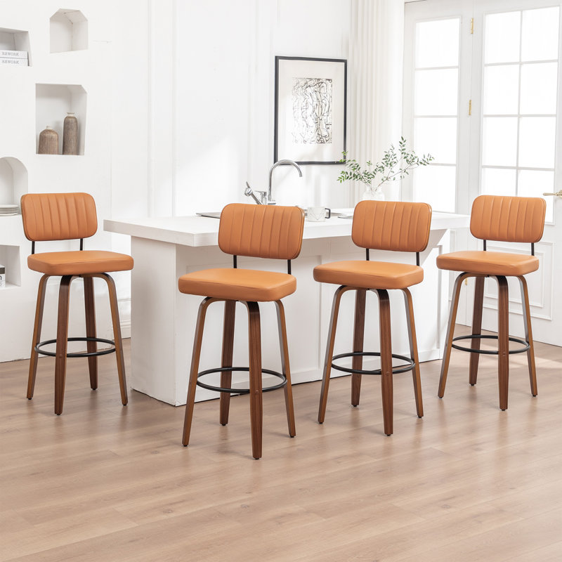 Tabouret de bar et de comptoir pivotant (ensemble de 4), Orange, Tabouret de bar (siège d'une hauteur de 30,7 po)