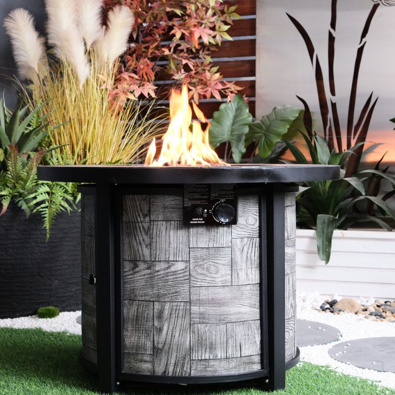 Table carrée pour foyer d'extérieur en béton - 50 000, propane, pierres de lave, couverture extérieure imperméable au propane avec pour patio