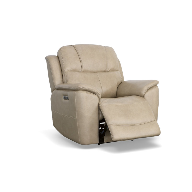 Cooper Power Recliner with Power Headrest & Lumbar, Cream Genuine Leather