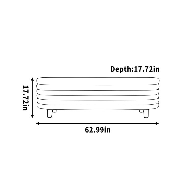 Banc de rangement pour vêtements, H 17,72 po x l 62,99 po x P 17,72 po