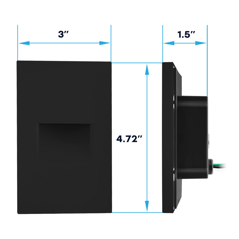Éclairage pour marches verticales à DEL Luxrite, 5CCT, 3W, 150LM, faisceau 90 °, à intensité variable, 120V, couvercle de plaque interchangeable, éclairage intérieur / extérieur noir