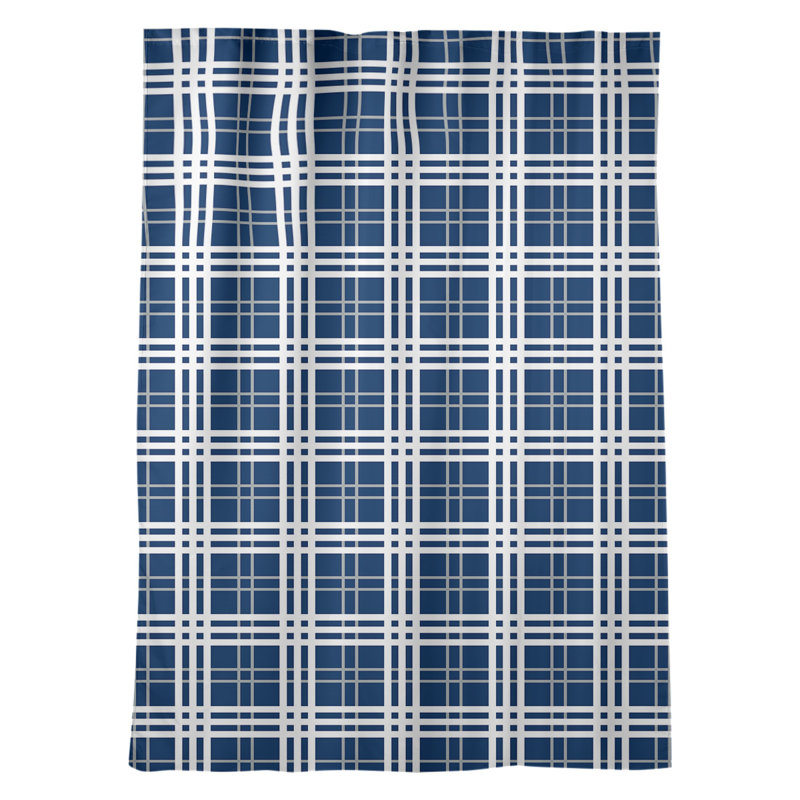 Panneau de rideau simple diaphane avec passe-tringle, Blue/White Dark