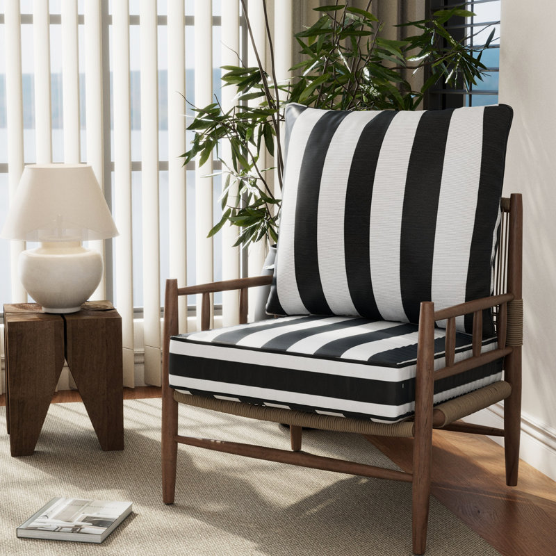 24" X 24" X 6" Outdoor Deep Seat Cushions Set - 6, 6, Black Striped