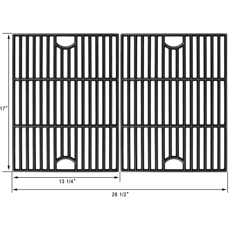 17'' Black Polished Porcelain Coated Cast Iron Grill Grates Set