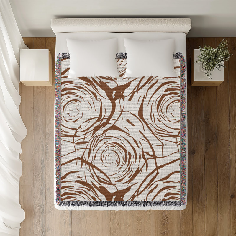 Jeté rose en coton Rose, 50 x 60, Brun rouille