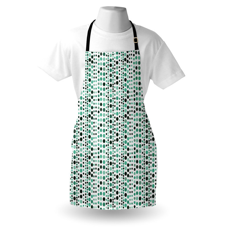 Tablier East Urban Home Modern unisexe, cercles géométriques à pois, taille adulte, vert forêt