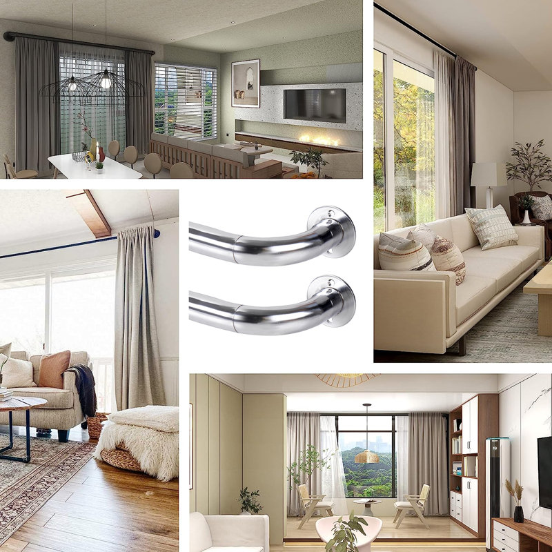 Adjustable 3cm Single Curtain Pole, Chrome, 70cm - 120cm