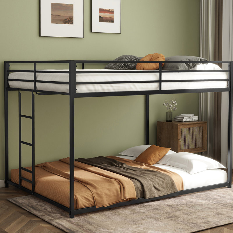 Lit superposé double en métal pour chambre à coucher, capacité de poids élevée, conception, échangeable, sans sommier, installation simple, lit double carré classique, zones résidentielles convenables, caractéristiques,