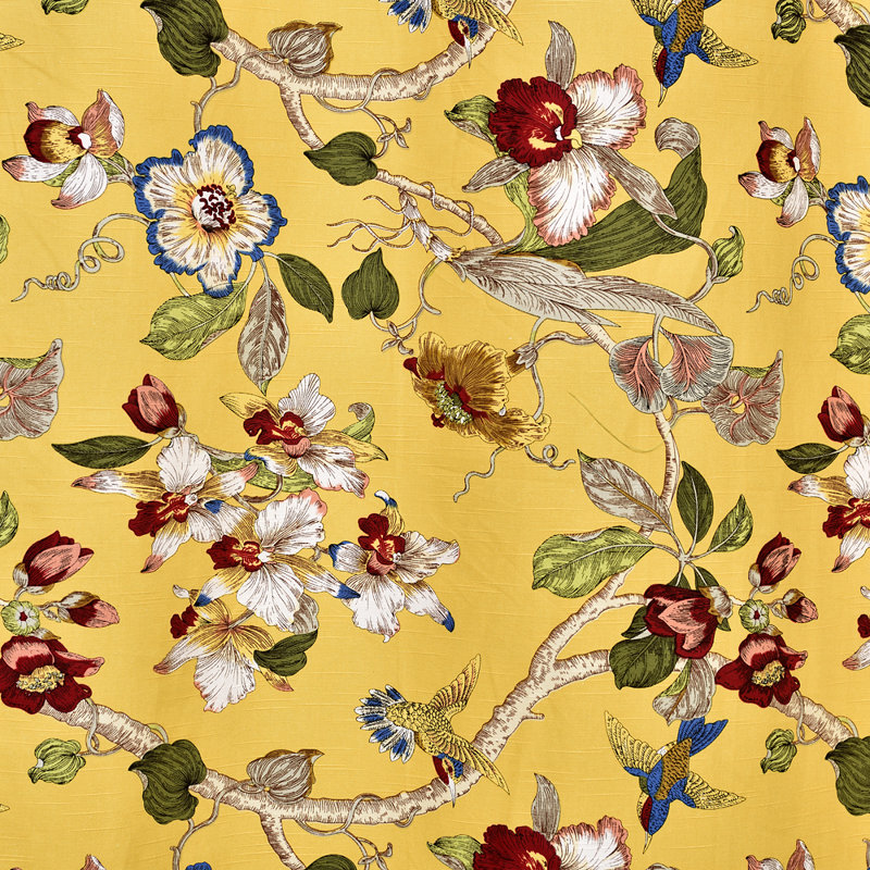 Kennon Cotton Blend Semi Sheer Curtain, Yellow