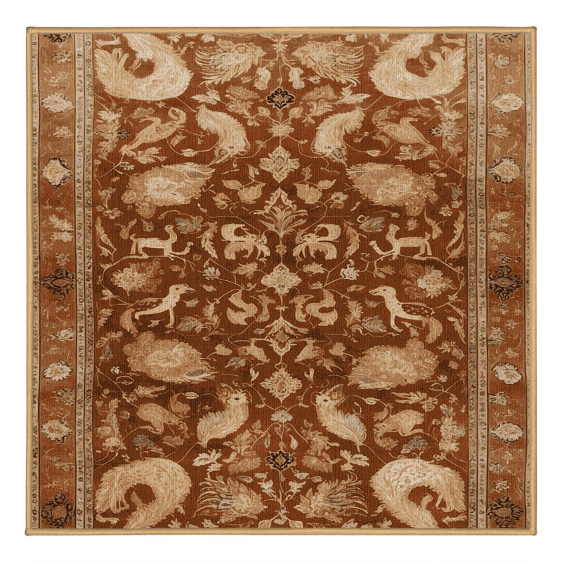 Tapis brun lavable à la machine, Carré 3 pi