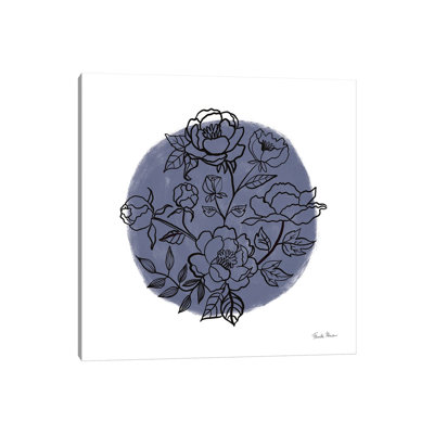 Black And White Botanical I Navy by Farida Zaman - Wrapped Canvas Print