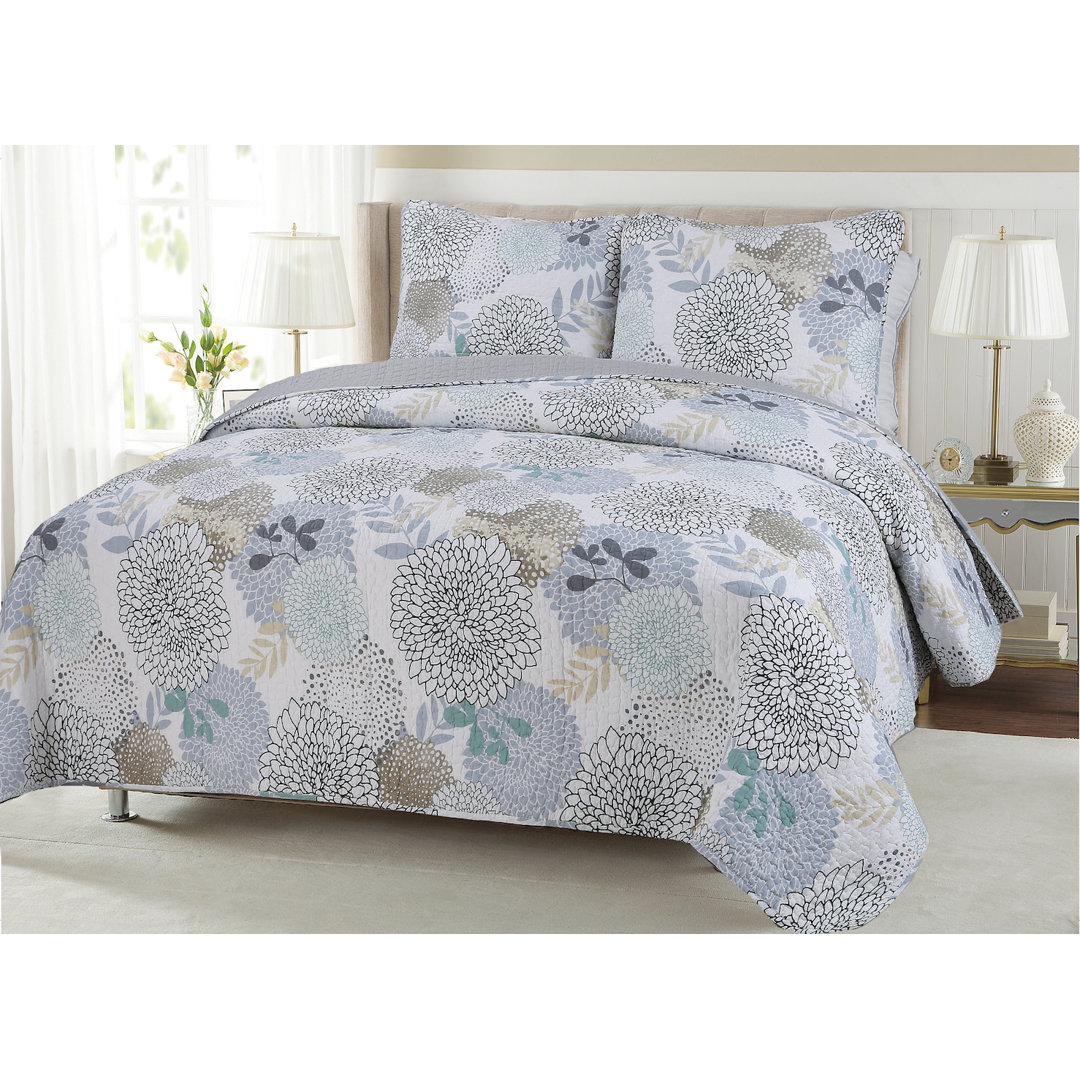 3 - Piece Quilt Set Cozy Line Home Fashion Size: Queen Quilt + 2 Standard Shams
