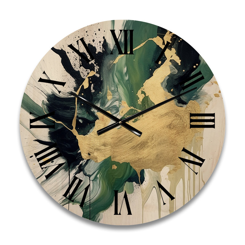 Horloge murale surdimensionnée en bois vert et jaune, Moyenne