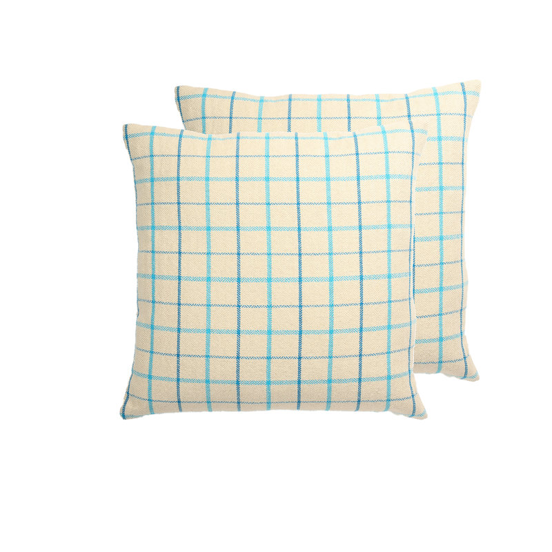 Coussin London, polyester, Blue Plaid, H 12 po x l 18 po