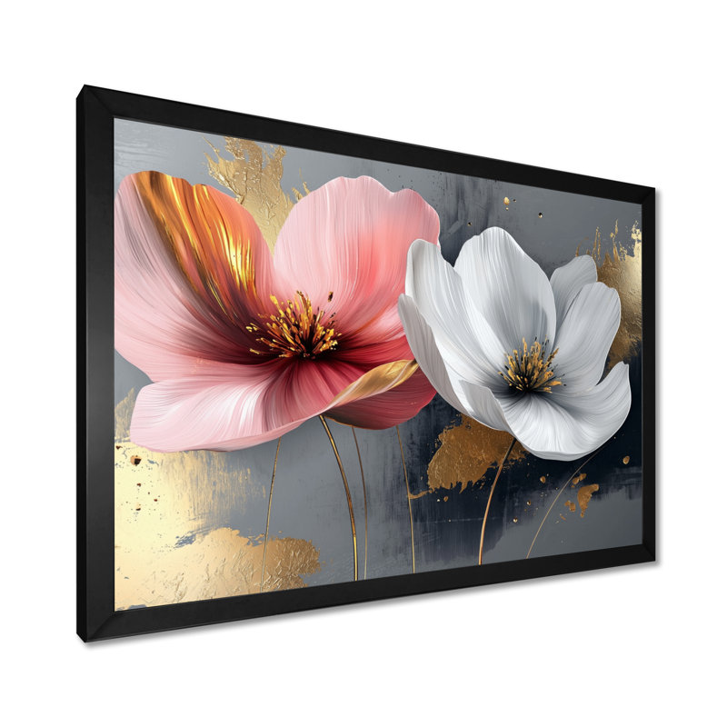 Myalynn - Floral Large Wall Art, Cadre simple, Noir, noir, noir, noir, H 12 po x l 20 po