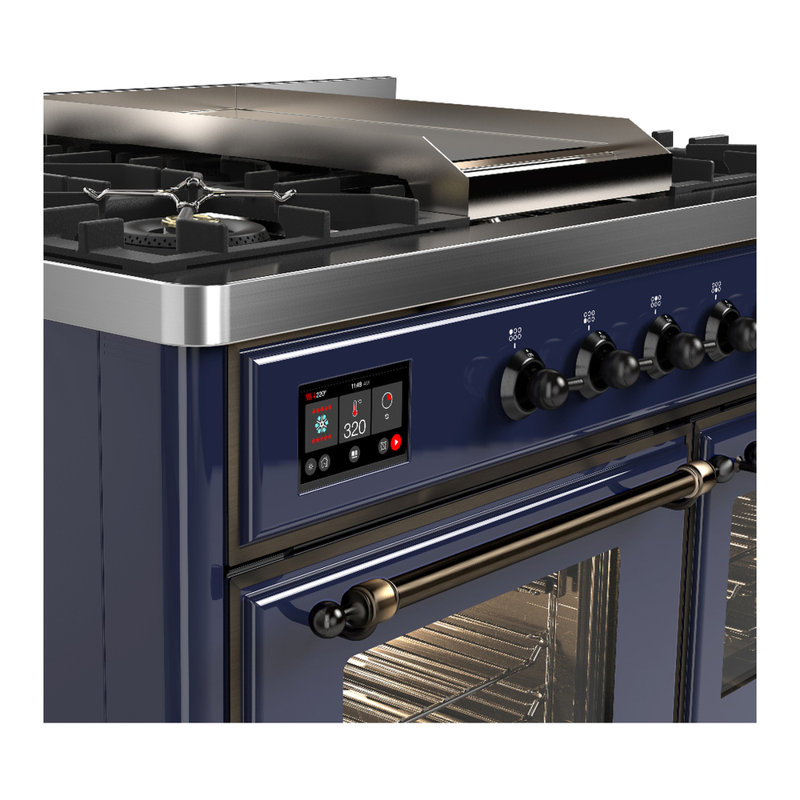 Majestic III Series 40 Inch Dual Fuel Range with 6 Sealed Burners, Griddle, in Mightnight Blue (Natural Gas, Chrome Trim)