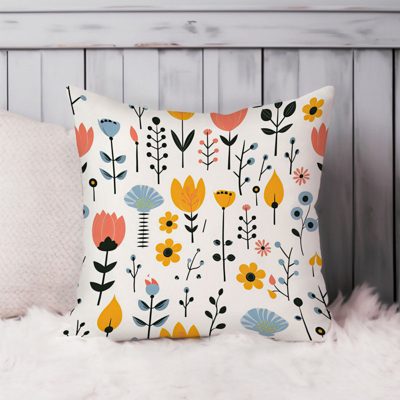 Botanical Scandinavian Flower Pattern I, 16"H x 16"W