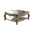 Table basse en verre transparent et finition taupe antique