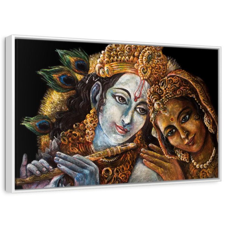 Magnifique Radha Krishna, Cadre flottant blanc, 25 po x 17 po