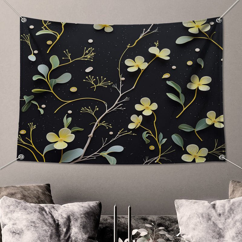 Tapisserie florale - Décoration murale nature, 104in H x88 with 4 Grommets