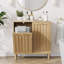 Panier à linge incliné avec panier intérieur amovible, panier à linge dissimulé, armoire de rangement pour salle de bain, support de rangement autoportant, couleur chêne