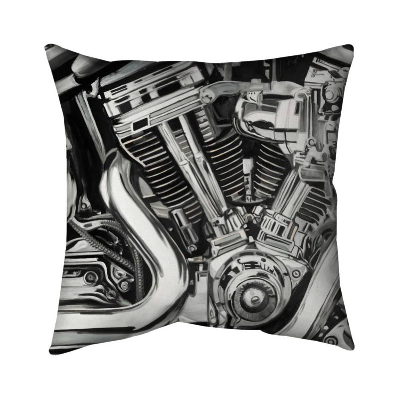 Mechanism of a motorcycle - 18"x18" Throw pillow - Poly twill - Print on demand