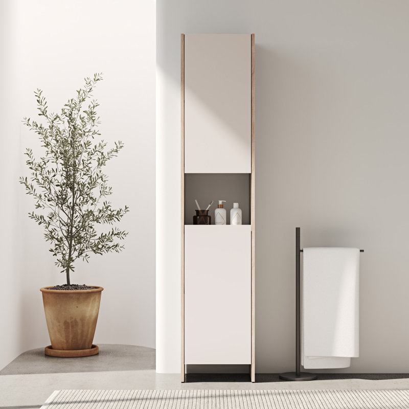 Biarritz Linen Cabinet, Natural Oak / Light Beige