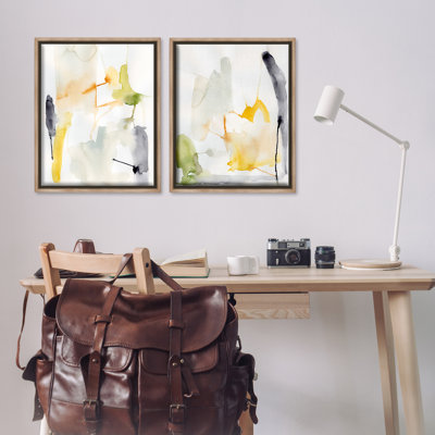  «Watercolor Paint Drips», ensemble de 2 toiles flottantes encadrées par Victoria Barnes