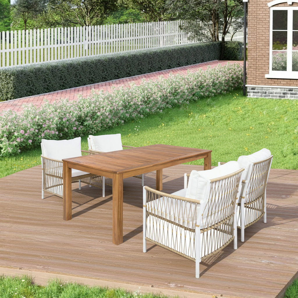 Latitude Run® 5 - Piece Solid Outdoor Dining Table Set - Wayfair Canada