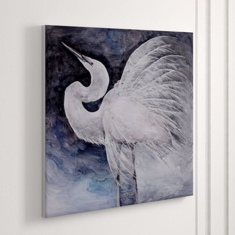 Egret Soiree Print by Beverly Fuller, Glass Coat, 54" H x 54" W