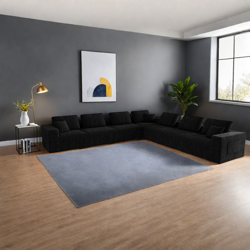 Canapé modulaire moderne en mousse de velours côtelé Compression Sectionals