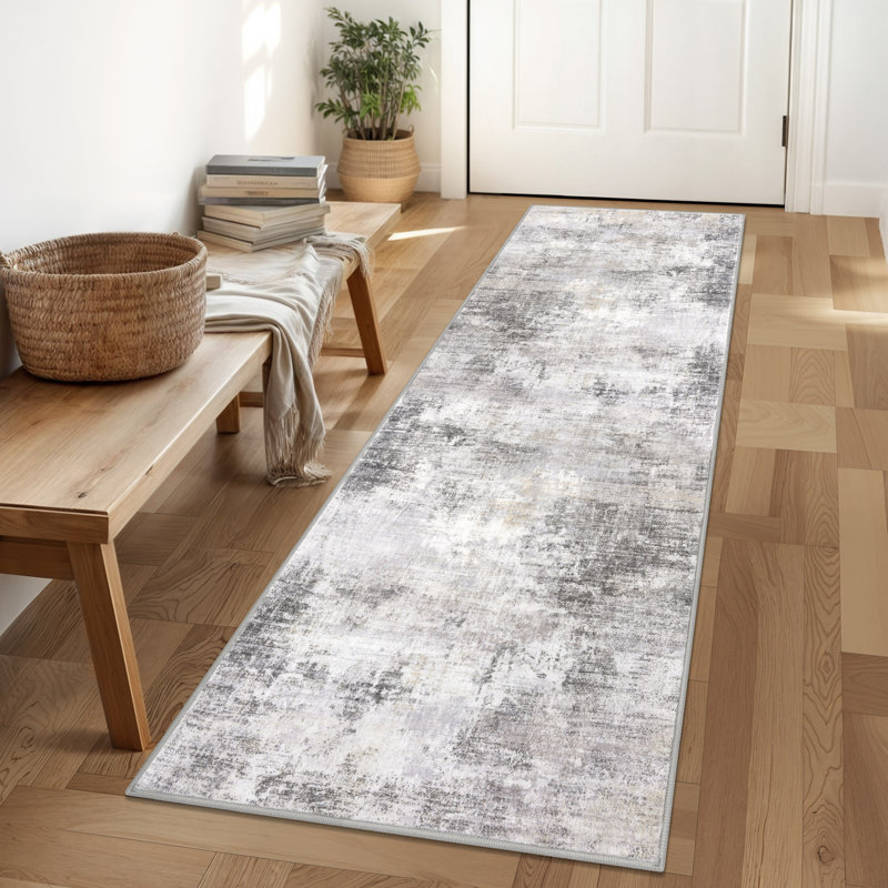 Washable Area Rugs Non Slip Bedroom Rug Living Room Rugs with Rubber Backing, Runner 2' x 6'
